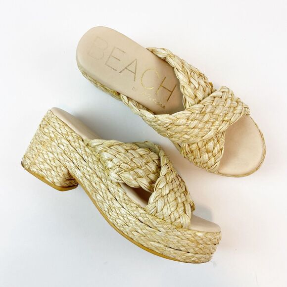 Beach by Matisse Shoes - Beach by Matisse Platform Sandals Women's 8 Raffia Straw Woven Espadrilles